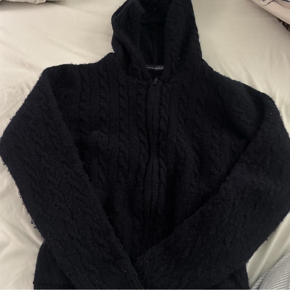 Navy brandy knit hoodie
